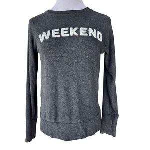 Royce Brand Cozy Sweatshirt Women Medium Gray Weekend Graphic Pullover Long Slee